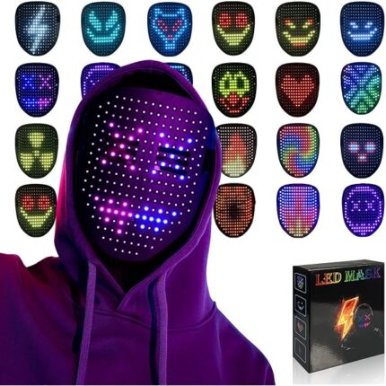 Led Mask with Gesture Sensing,Unisex LED Lighted Face Transforming Mask for Costume Cosplay Party Masquerade